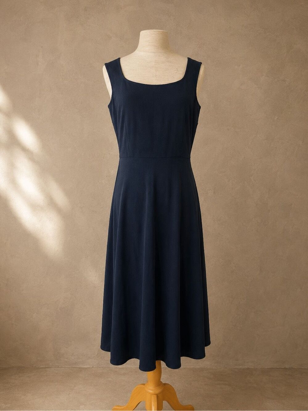Lauren Ralph Lauren Size 12 Vintage 90s Navy Fit & Flare Midi Dress